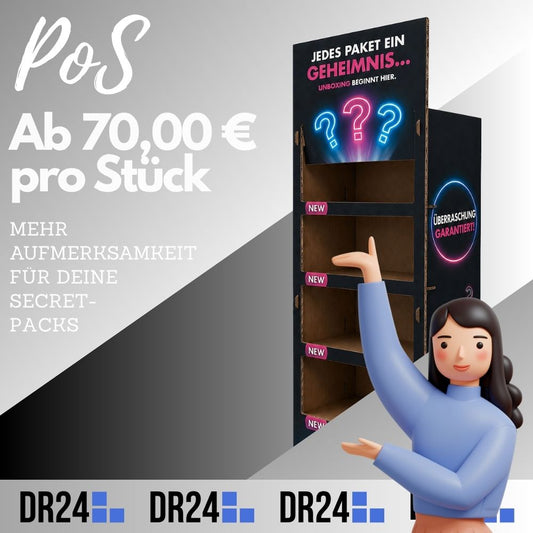 POS "Aufsteller" für Secret Packs – mehr Aufmerksamkeit am Point of Sale